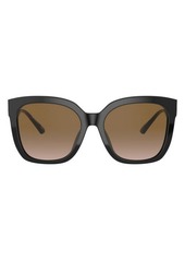 Tory Burch 56mm Square Sunglasses in Black/Smoke Gradient at Nordstrom