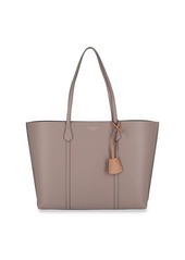 TORY BURCH BEIGE LEATHER PERRY TRIPLE- COMPARTMENT TOTE BAG