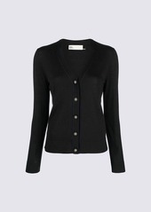 TORY BURCH BLACK WOOL-SILK BLEND TOP