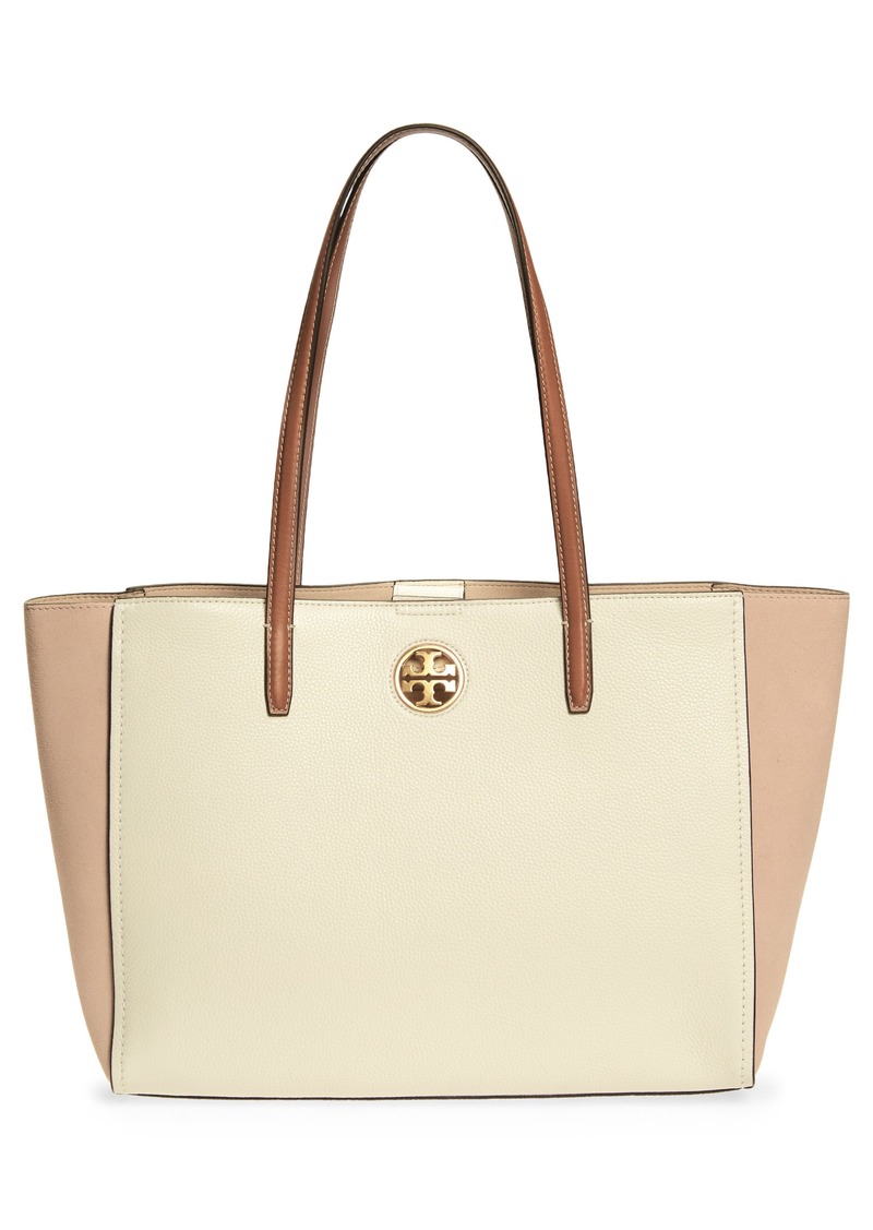 Tory Burch Tory Burch Carson Colorblock Leather Tote in New Ivory at  Nordstrom | Handbags