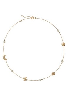 Tory Burch Celestial Station Necklace in Tory Gold /Crystal /Pearl at Nordstrom