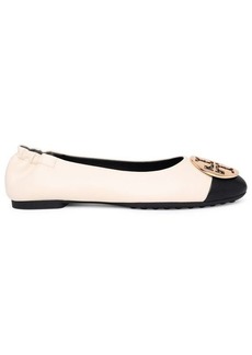 TORY BURCH CLAIRE TWO-COLOR LEATHER BALLET FLATS