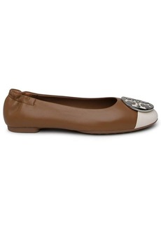 TORY BURCH CLAIRE TWO-TONE LEATHER BALLET FLATS