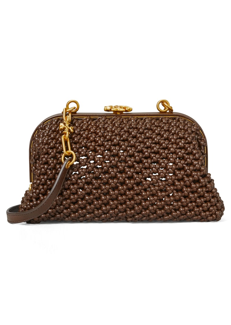 Tory Burch Cleo Macrame Mini Shoulder Bag in Cold Brew at Nordstrom