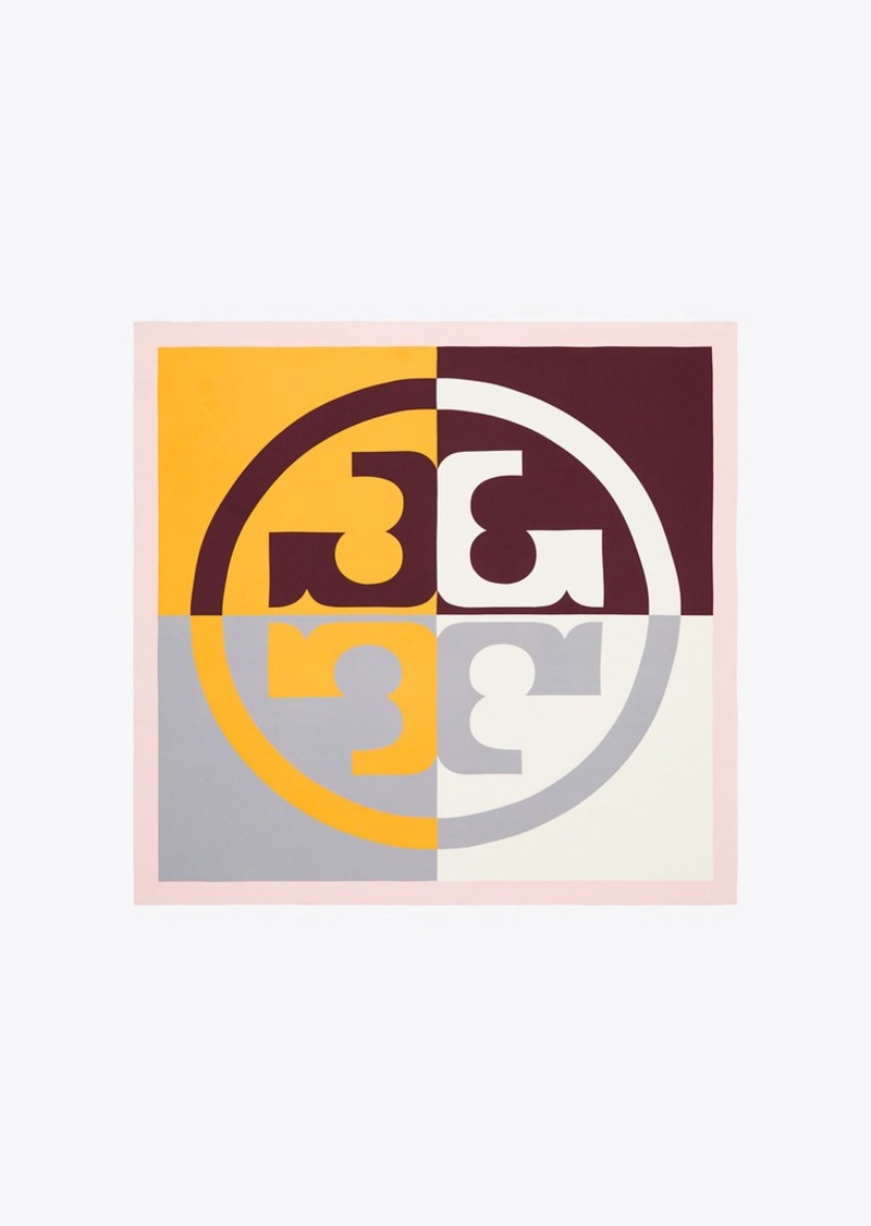 Tory Burch Color-Block Logo Silk Square