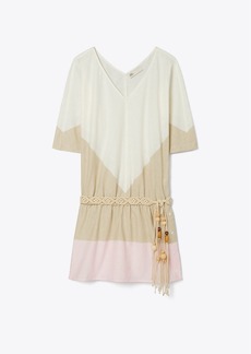 Tory Burch Colorblock Cotton Flounce Dress