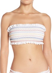 Tory Burch Costa Smocked Bandeau Bikini Top in New Ivory at Nordstrom