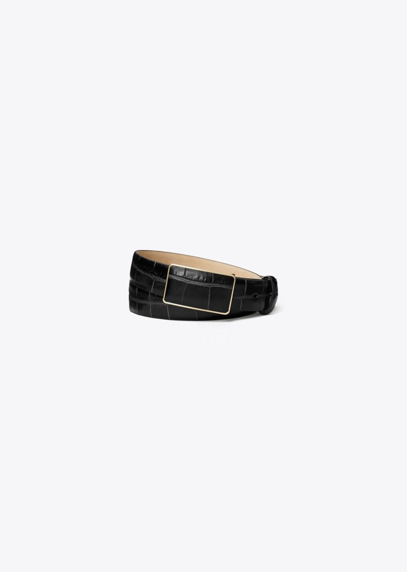 Tory Burch Croc Embossed Plate Belt