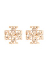 TORY BURCH CRYSTAL LOGO EARRINGS