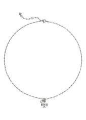 Tory Burch Delicate Imitation Pearl Logo Pendant Necklace
