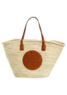 Tory Burch Ella Large Straw Basket Tote in Natural /Classic Cuoio at Nordstrom