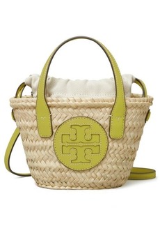Tory Burch Ella Mini Straw Basket Bag in Natural /Green Citrine at Nordstrom