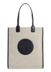 Tory Burch Ella N/S Tall Canvas Tote in Natural/Tory Navy at Nordstrom