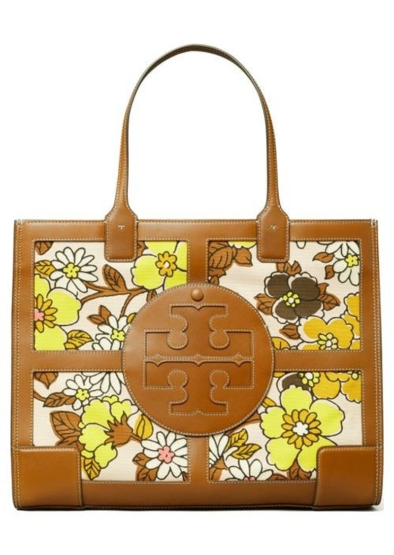 Tory Burch Tory Burch Ella Quadrant Floral Canvas & Leather Tote in Pink  Wallpaper Floral at Nordstrom | Handbags