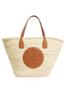 Tory Burch Ella Straw Basket Tote in Natural/Classic Cuoio at Nordstrom