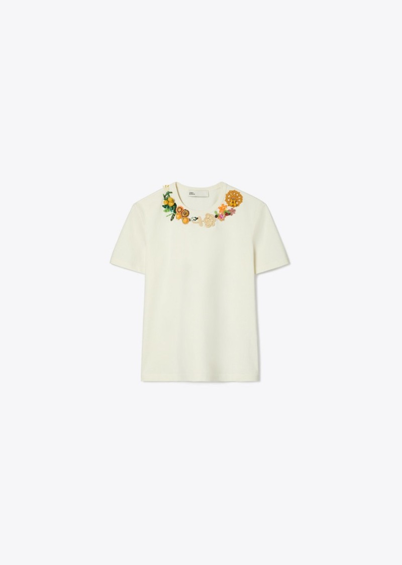 Tory Burch Embellished Cotton T-Shirt