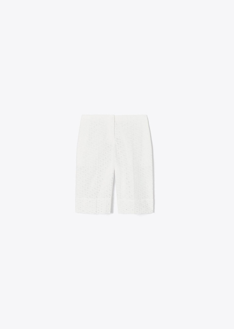 Tory Burch Embroidered Broderie Anglaise Bermuda Shorts