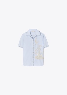 Tory Burch Embroidered Camp Shirt