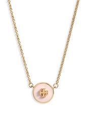 Tory Burch Enamel Pendant Necklace in Tory Gold /Mineral Pink at Nordstrom