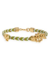 Tory Burch Fish Braided Bracelet in Rolled Brass /Cactus Green at Nordstrom