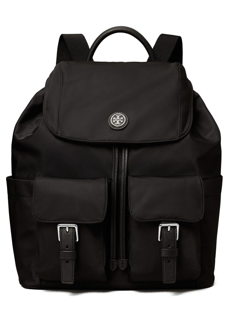 Tory Burch Flap Nylon Backpack in Black at Nordstrom