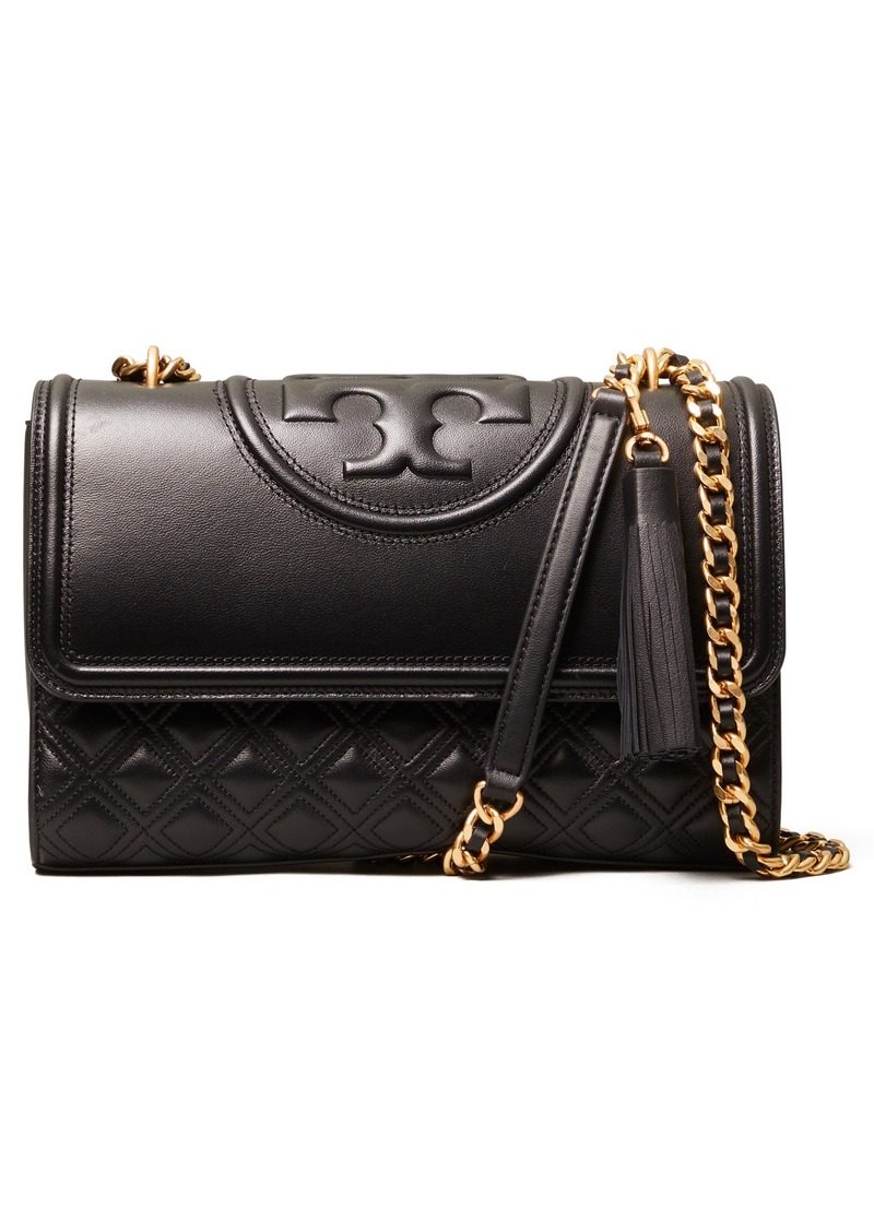 Tory Burch Fleming Lambskin Leather Convertible Shoulder Bag in Black at Nordstrom