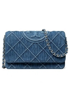 Tory Burch Fleming Soft Denim Wallet on a Chain at Nordstrom