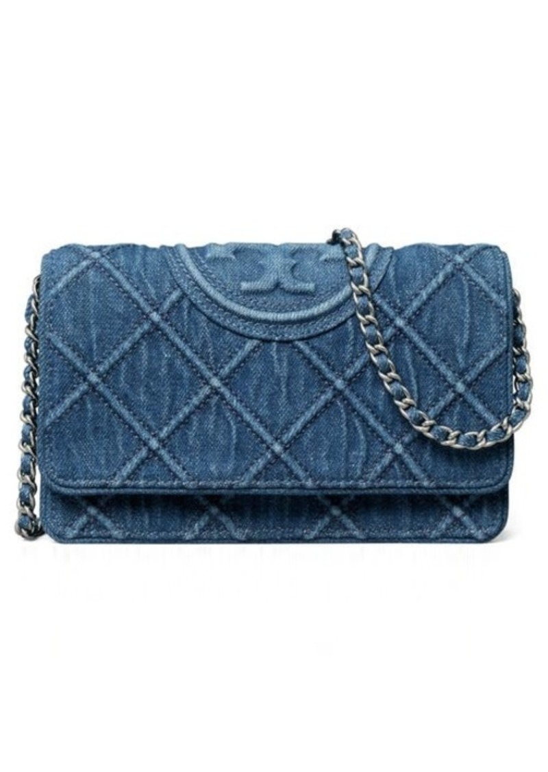 Tory Burch Fleming Soft Denim Wallet on a Chain at Nordstrom