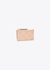 Tory Burch Fleming Soft Polished-Grain Zip Card Case