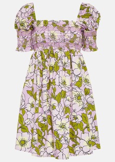 Tory Burch Floral smocked cotton minidress