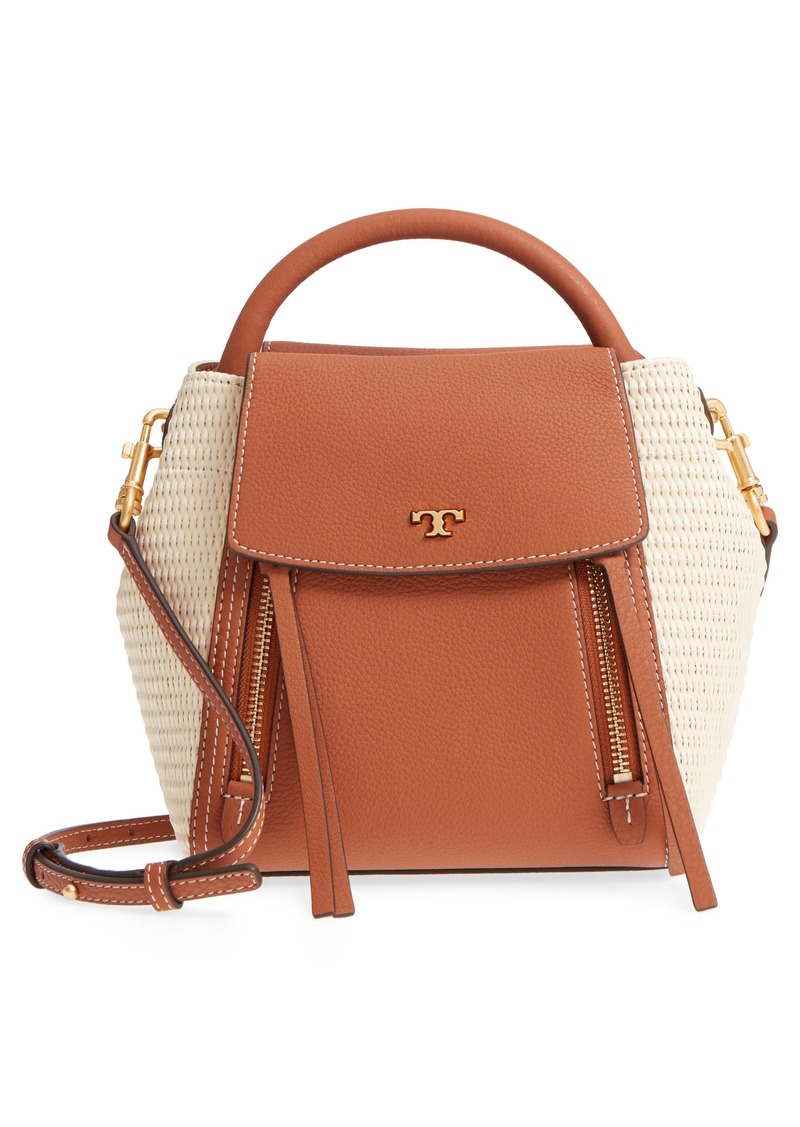 tory burch half moon leather satchel