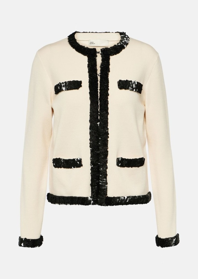 Tory Burch Kendra sequined wool-blend jacket