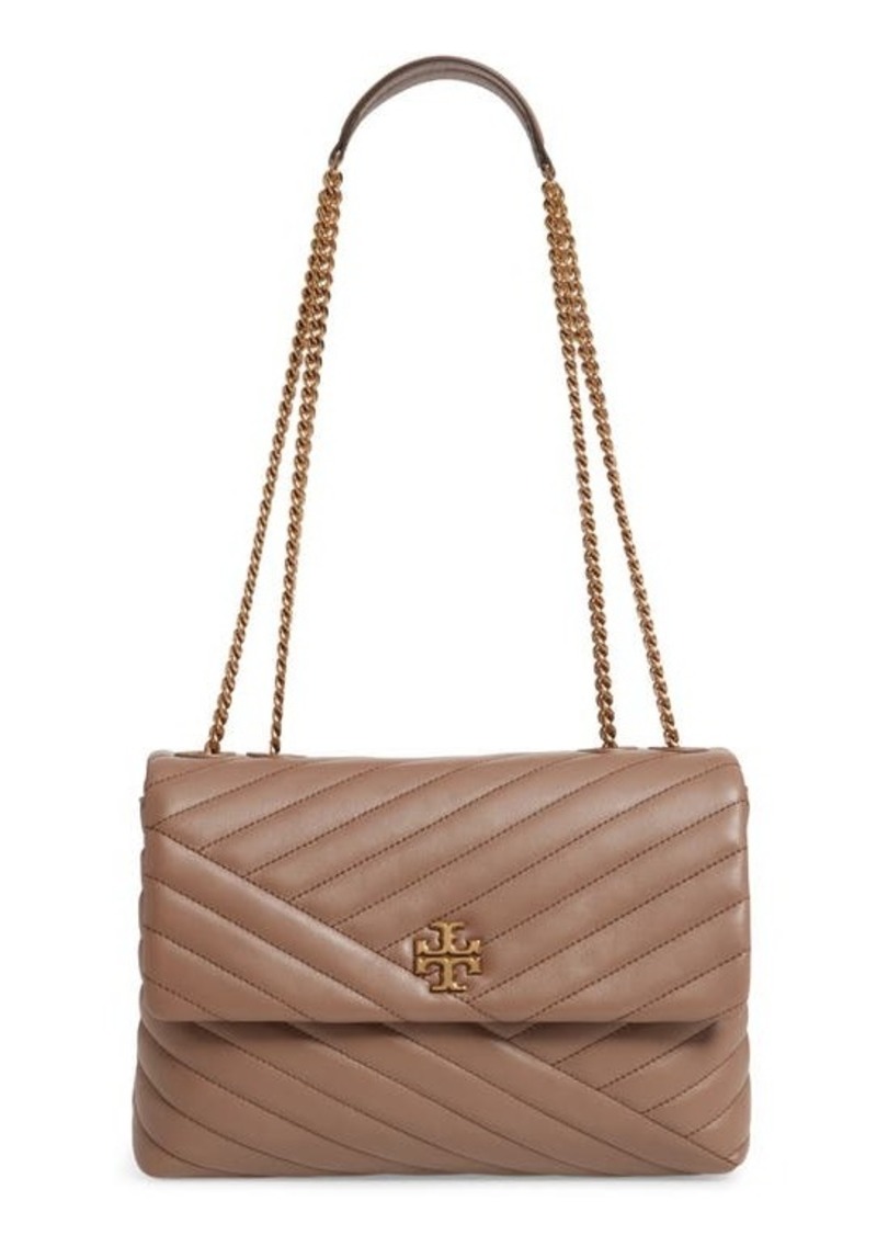 Tory Burch Kira Chevron Leather Crossbody Bag in Classic Taupe at Nordstrom