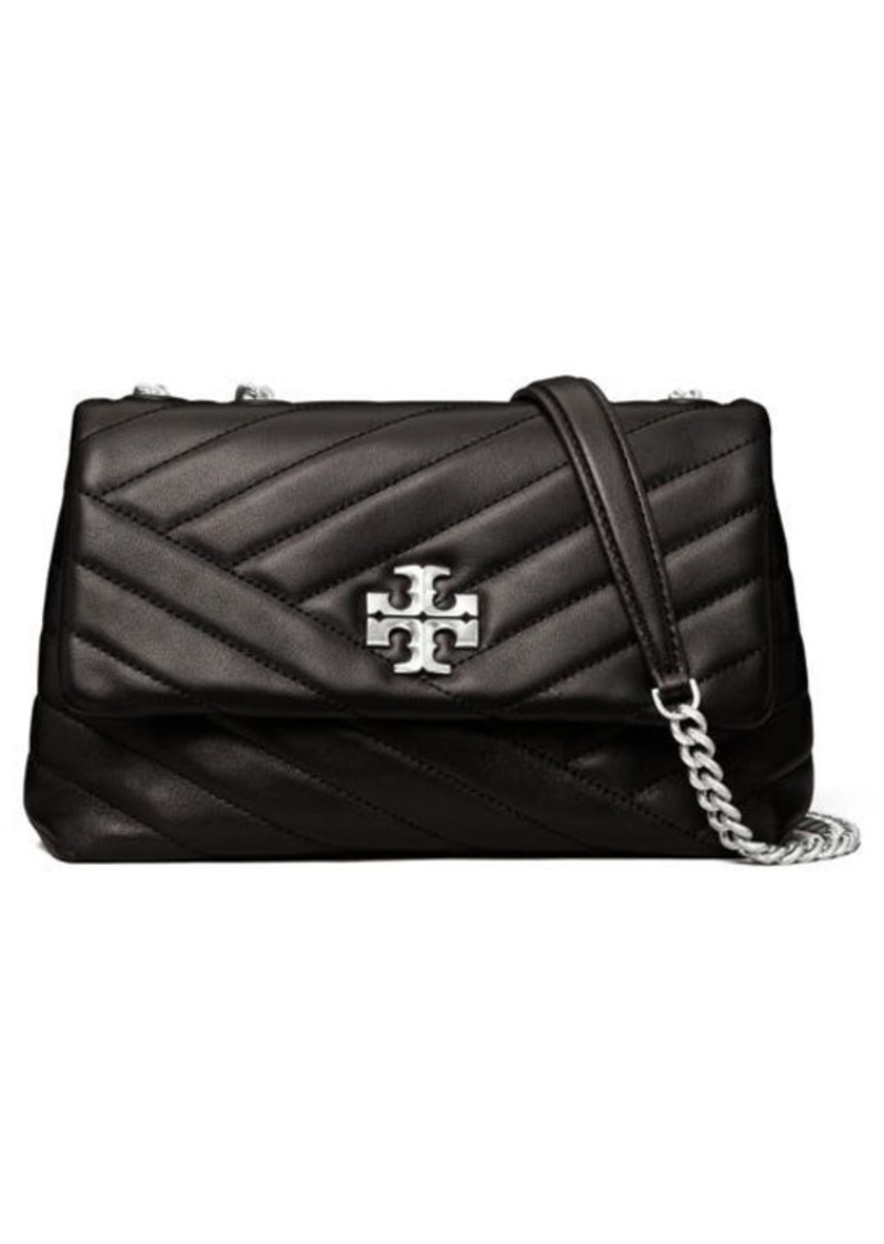 Tory Burch Kira Chevron Quilted Small Convertible Leather Crossbody Bag in Black /Rolled Nickel at Nordstrom