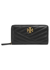 Tory Burch Kira Chevron Quilted Zip Leather Continental Wallet in Black at Nordstrom