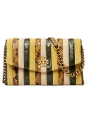 Tory Burch Kira Exotic Stripe Leather Wallet on a Chain