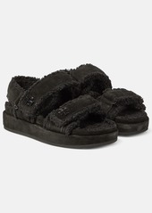 Tory Burch Kira faux fur-trimmed suede sandals