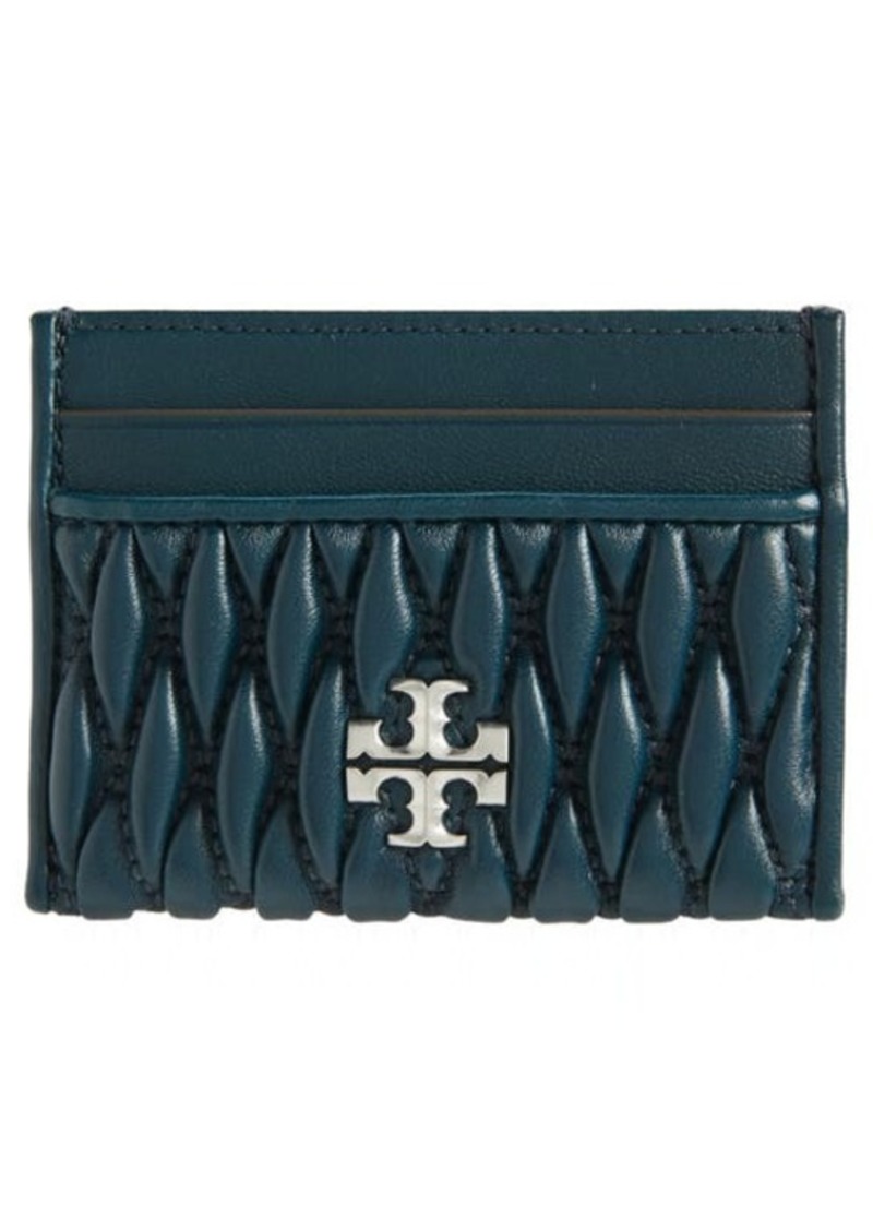 Tory Burch Kira Leather Quilted Card Case in Teal Night at Nordstrom