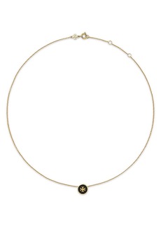 Tory Burch Kira Logo Colored Disc Pendant Necklace, 15.94-17.61