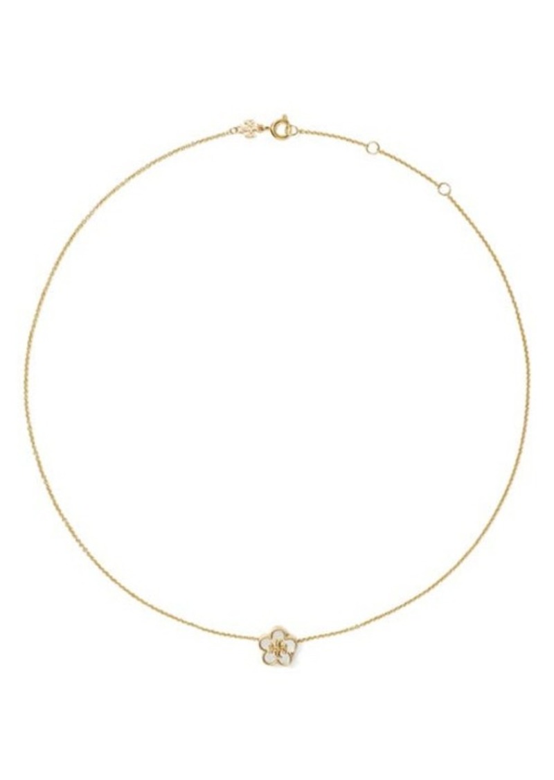 Tory Burch Kira Mother-of-Pearl Flower Pendant Necklace