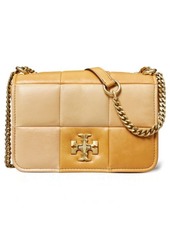 Tory Burch Kira Patchwork Leather Convertible Chain Shoulder Bag in Golden Straw Mix at Nordstrom