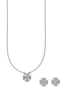 Tory Burch Kira Pavé Pendant Necklace & Stud Earrings Set