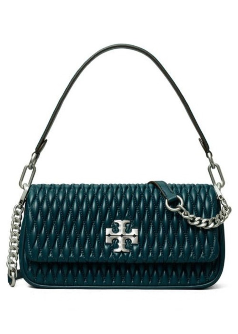 Tory Burch Kira Quilted Leather Shoulder Bag in Teal Night at Nordstrom