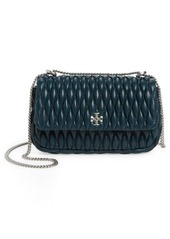 Tory Burch Kira Quilted Mini Flap Leather Crossbody Bag in Teal Night at Nordstrom