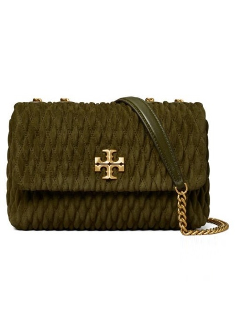 Tory Burch Kira Ruched Suede Convertible Shoulder Bag in Leccio at Nordstrom