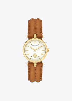 Tory Burch Kira Watch, Leather/Gold-Tone Stainless Steel