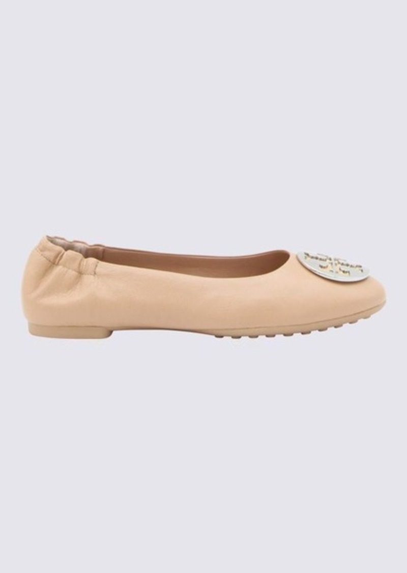 TORY BURCH LIGHT SAND LEATHER CLAIRE FLATS