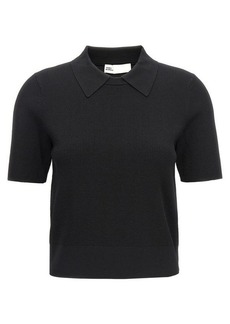 TORY BURCH Logo embroidery knitted polo shirt
