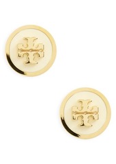 Tory Burch Logo Stud Earrings in New Ivory /Tory Gold at Nordstrom