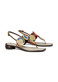 Tory Burch Marquetry Flat Disk Slingback Sandal in Toasted Sesame /New Ivory at Nordstrom